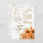 Orange Bouquet Blume Save the Date (Vorne/Hinten)