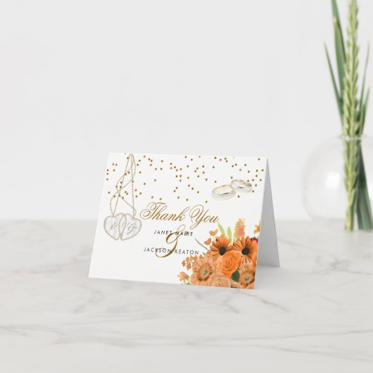 Orange Bouquet Blume - Vielen Dank Dankeskarte (Vorderseite)