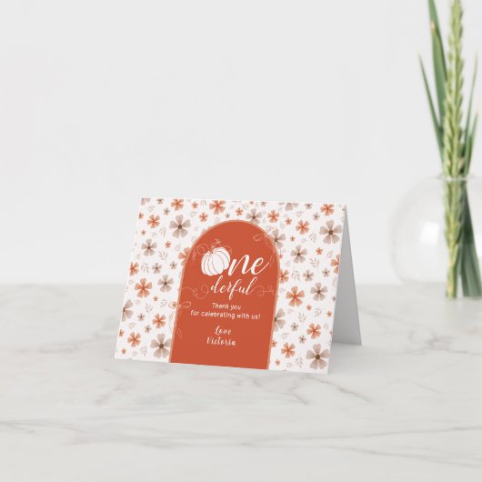 ORANGE BOW & ARCH FALL PUMPKIN FLOWERS BIRTHDAY DANKESKARTE (Vorderseite)