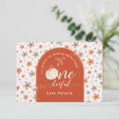 ORANGE BOW & ARCH FALL PUMPKIN FLOWERS BIRTHDAY DANKESKARTE (Stehend Vorderseite)