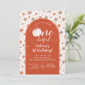 ORANGE BOW & ARCH FALL PUMPKIN FLOWERS BIRTHDAY EINLADUNG (Stehend Vorderseite)