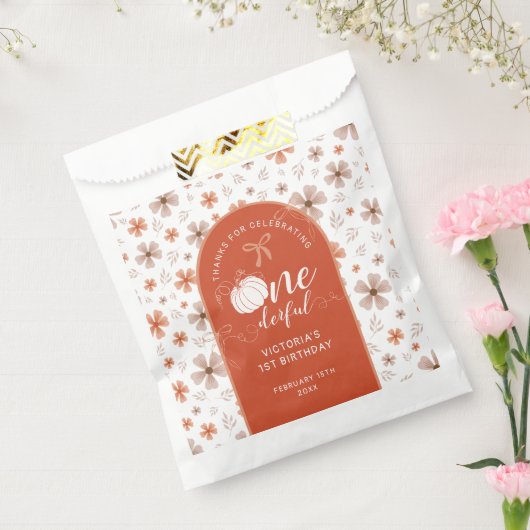 ORANGE BOW & ARCH FALL PUMPKIN FLOWERS BIRTHDAY GESCHENKTÜTCHEN (Versiegelt)