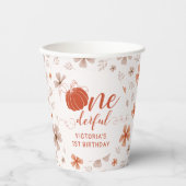 ORANGE BOW & ARCH FALL PUMPKIN FLOWERS BIRTHDAY PAPPBECHER (Vorderseite)