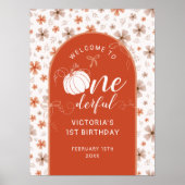 ORANGE BOW & ARCH FALL PUMPKIN FLOWERS BIRTHDAY POSTER (Vorne)