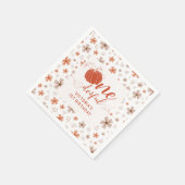 ORANGE BOW & ARCH FALL PUMPKIN FLOWERS BIRTHDAY SERVIETTE (Ecke)