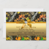 Orange Bow Camouflage Babydusche Party Einladung (Rückseite)