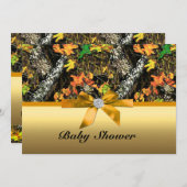 Orange Bow Camouflage Babydusche Party Einladung (Vorne/Hinten)