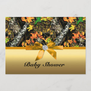 Orange Bow Camouflage Babydusche Party Einladung