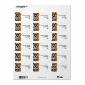 Orange Bow Damask Address Labels Adressaufkleber (Vorne)