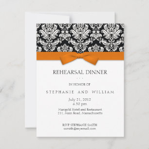 Orange Bow Damask Probe Dinner Einladung