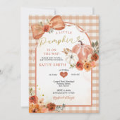 Orange Bow Fall Pumpkin Pumpkin Baby Dusche Einladung (Vorderseite)