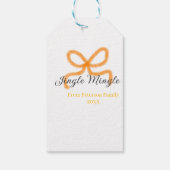 Orange bow jingle Mingle retro boho family namdate Geschenkanhänger (Rückseite)