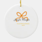 Orange bow jingle Mingle retro boho family namdate Keramik Ornament (Hinten)
