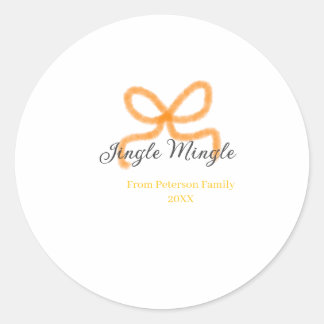 Orange bow jingle Mingle retro boho family namdate Runder Aufkleber
