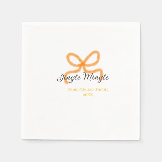 Orange bow jingle Mingle retro boho family namdate Serviette (Vorderseite)