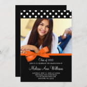 Orange Bow Polka Dot Foto Abschluss Ankündigung (Vorne/Hinten)