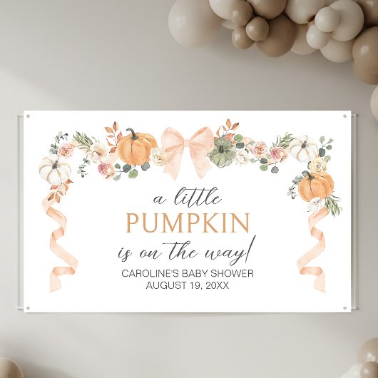 Orange Bow Pumpkin Baby Dusche Banner