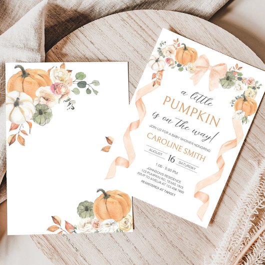 Orange Bow Pumpkin Baby Dusche Einladung