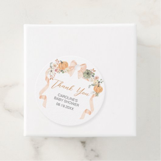 Orange Bow Pumpkin Baby Dusche Geschenkanhänger (Beispiel)