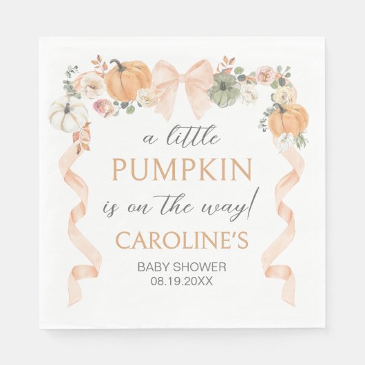 Orange Bow Pumpkin Baby Dusche Serviette (Vorderseite)