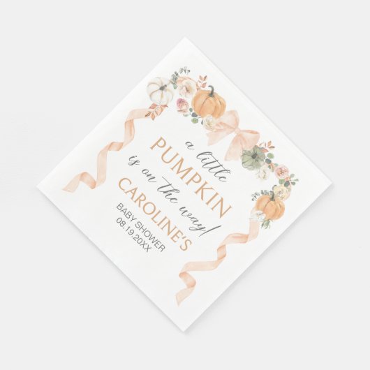 Orange Bow Pumpkin Baby Dusche Serviette (Ecke)