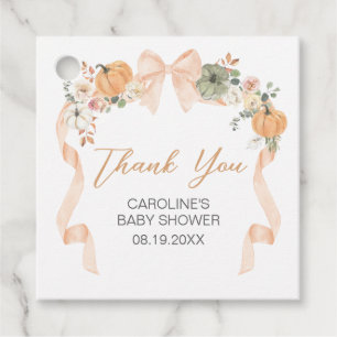 Orange Bow Pumpkin Baby Dusche Square Geschenkanhänger