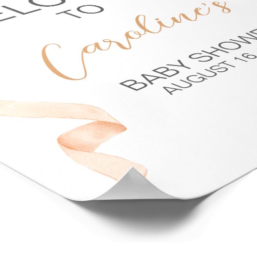 Orange Bow Pumpkin Baby Shower Welcome Sign Poster (Ecke)
