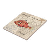 Orange Boxfish Illustration 🐡 Nautic Vintag Fliese (Seite)