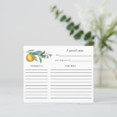 Orange Branch Brautparty Rezeptkarte (Stehend Vorderseite)