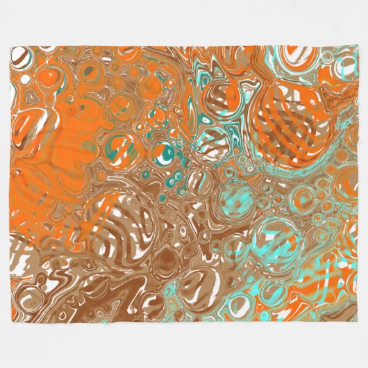 Orange, Braun, Aquamarin und türkisfarben Abstrakt Fleecedecke (Vorderseite (Horizontal))