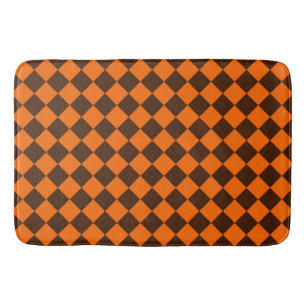 Orange-Braun-Diamant-Schachbrettmuster Badematte