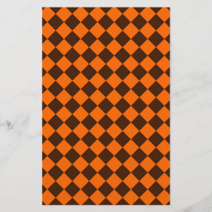 Orange-Braun-Diamant-Schachbrettmuster Briefpapier