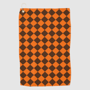 Orange-Braun-Diamant-Schachbrettmuster Golfhandtuch
