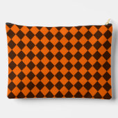 Orange-Braun-Diamant-Schachbrettmuster groß Zubehörtasche (Rückseite)