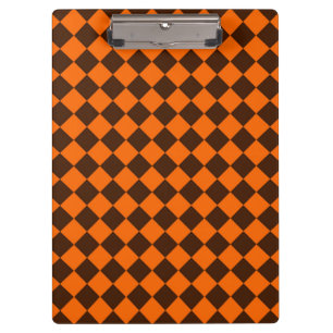 Orange-Braun-Diamant-Schachbrettmuster Klemmbrett