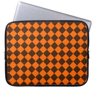 Orange-Braun-Diamant-Schachbrettmuster Laptopschutzhülle