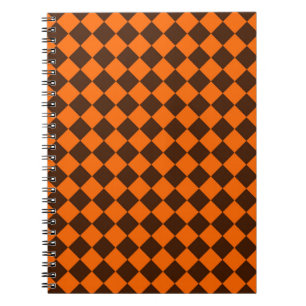 Orange-Braun-Diamant-Schachbrettmuster Notizblock