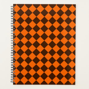 Orange-Braun-Diamant-Schachbrettmuster Planer