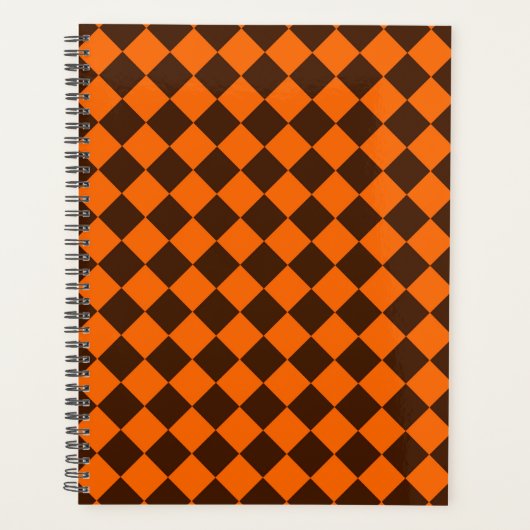 Orange-Braun-Diamant-Schachbrettmuster Planer (Vorderseite)