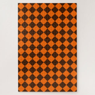 Orange-Braun-Diamant-Schachbrettmuster Puzzle