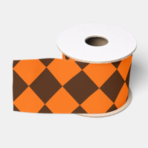 Orange-Braun-Diamant-Schachbrettmuster Ripsband