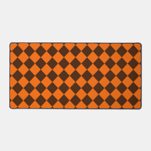 Orange-Braun-Diamant-Schachbrettmuster Schreibtischunterlage