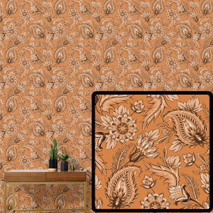 Orange Braun Floral Paisley Elegant  Tapete