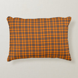 Orange-Braun-Karomuster Dekokissen