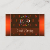 Orange Braun mit Logo-Foto und Monogramm-Muster Visitenkarte (Vorderseite)