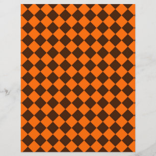 Orange Braune Diamant Schachbrett Muster Flaches P