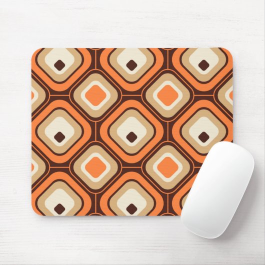Orange, braune und beige Quadrate Mousepad (Mit Mouse)