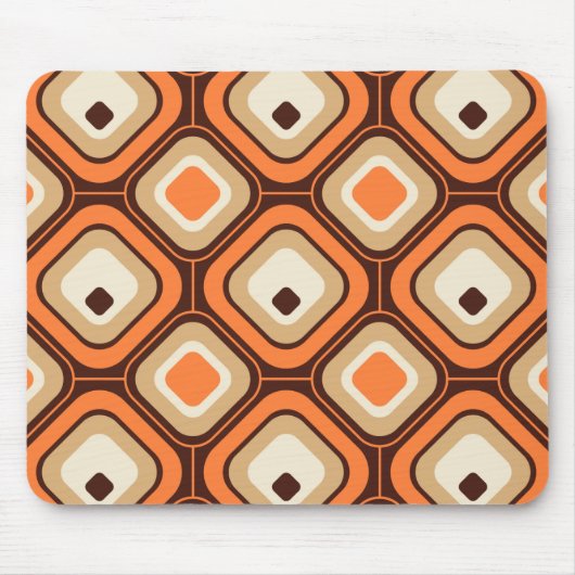 Orange, braune und beige Quadrate Mousepad (Vorne)