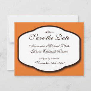 Orange Braune und Weiße Hochzeit - Rettet die Date Einladung