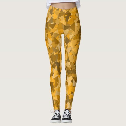 Orange-Braunes Dreieckmuster Leggings (Vorderseite)